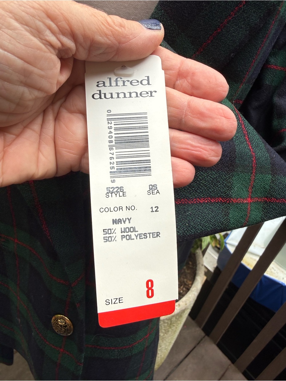 New Alfred Dunner Vintage 90's Green Plaid Wool Skirt Blazer Skirt Set Womens 8 - Picture 4 of 14